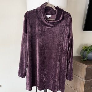 PureJill velvet velour purple cowl neck top - size 2X